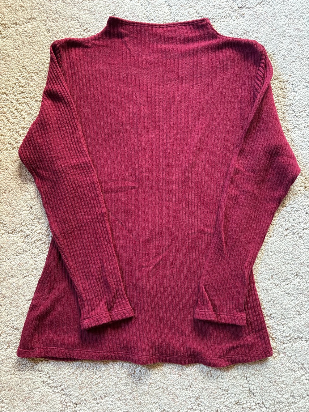 Blue Canoe Organic Cotton Ribbed Long-Sleeve Mock Neck Top - Burgundy